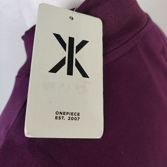 💥 NWT ONEPIECE PURPLE MOCK NECK SHORT SLEEVE TUNIC LONG SHIRT SIZE M - Picture 7 of 14